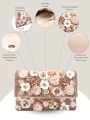Petal Posh Floral Embellished Satin Sling Bag