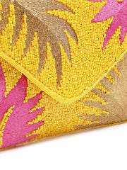 Beaded Botanica Palm Leaf Embroidered Satin Sling Bag