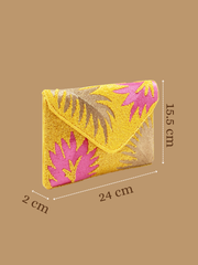 Beaded Botanica Palm Leaf Embroidered Satin Sling Bag