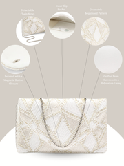 Mod Stitch Geometric Sequined Canvas Sling Bag