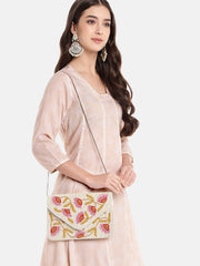 Beaded Botanica Floral Vine Beaded Canvas Sling Bag