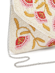 Beaded Botanica Floral Vine Beaded Canvas Sling Bag
