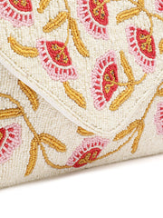 Beaded Botanica Floral Vine Beaded Canvas Sling Bag