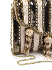 Tassel Tales Sequined Faux Silk Sling Bag
