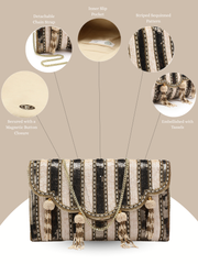 Tassel Tales Sequined Faux Silk Sling Bag