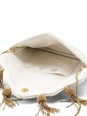 Tassel Tales Floral Beadwork Canvas Sling Bag