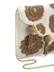 Tassel Tales Floral Beadwork Canvas Sling Bag