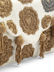 Tassel Tales Floral Beadwork Canvas Sling Bag