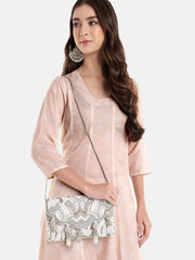 Tassel Tales Ethnic Embellished Satin Sling Bag