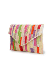 Anekaant Mod Stitch Off White Embellished Satin Sling Bag