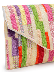 Anekaant Mod Stitch Off White Embellished Satin Sling Bag