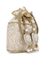 Dangle Floral Embellished Wedding Favor Potli Set of 10 | Curated Wedding Gift Collection