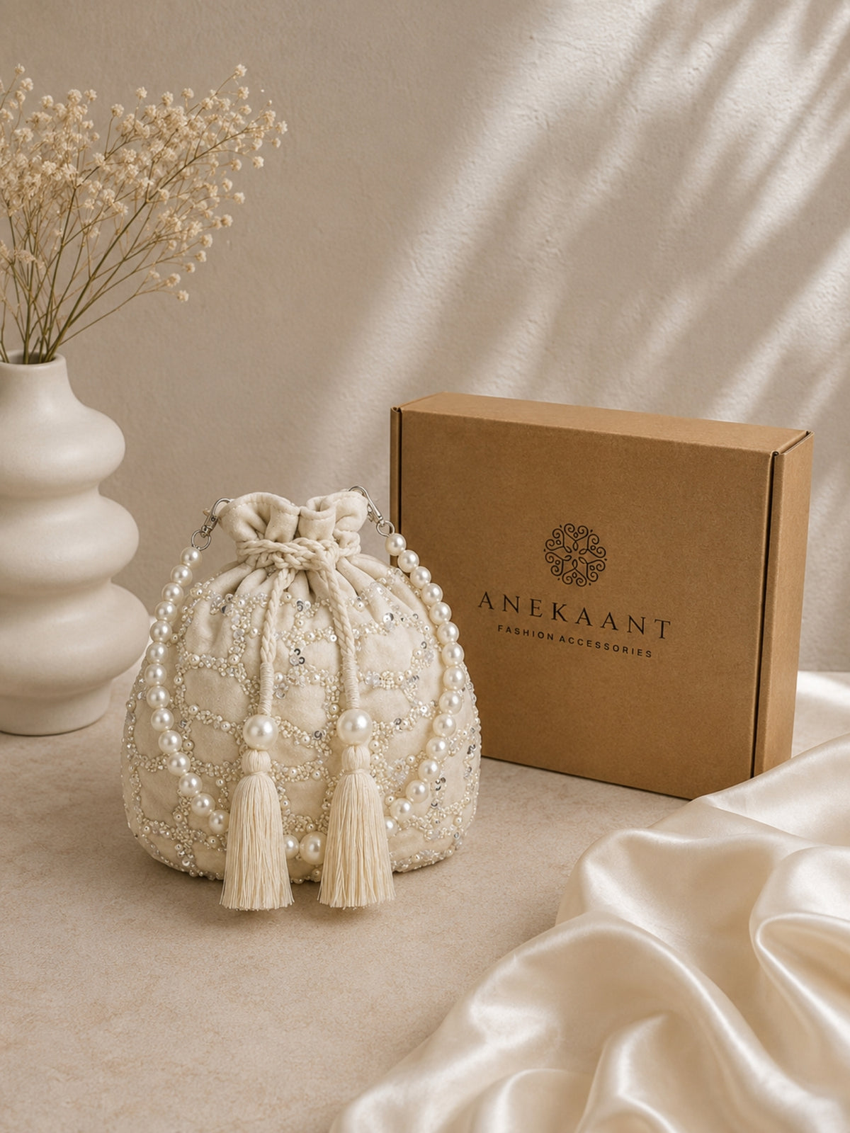 Dangle  Embellished Potli with signature gift box | Teej Gift for Women