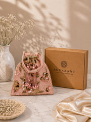 Dangle Floral Embellished Potli with signature gift box | Housewarming Gift for Women