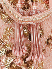 Dangle Floral Embellished Wedding Favor Potli Set of 10 | Designer Bridesmaid Gift Bags