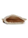 Dangle Honeycomb Embroidered Faux Silk Potli