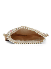 Dangle Honeycomb Embroidered Faux Silk Potli