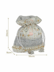 Dangle Ditsy Embroidered Faux Silk Potli