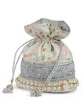 Dangle Ditsy Embroidered Faux Silk Potli