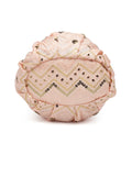 Dangle Chevron Embroidered Faux Silk Potli