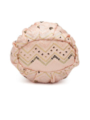 Dangle Chevron Embroidered Faux Silk Potli