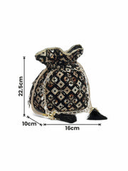 Dangle Harlequin Embroidered Velvet Potli