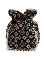 Dangle Harlequin Embroidered Velvet Potli
