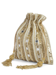 Dangle Striped Embellished Dangle  Potli with signature gift box | Designer Haldi Function Gift Bags