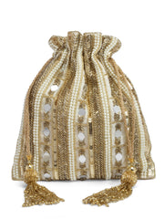Dangle Striped Embellished Dangle  Potli with signature gift box | Designer Haldi Function Gift Bags