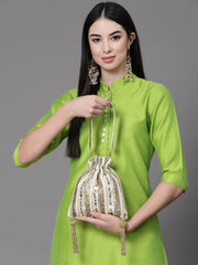 Dangle Striped Embellished Wedding Favor Potli Set of 10 | Designer Haldi Function Gift Bags