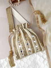Dangle Striped Embellished Dangle  Potli with signature gift box | Designer Haldi Function Gift Bags