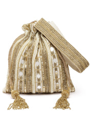 Dangle Striped Embellished Dangle  Potli with signature gift box | Designer Haldi Function Gift Bags