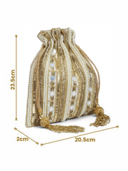 Dangle Striped Embellished Dangle  Potli with signature gift box | Designer Haldi Function Gift Bags