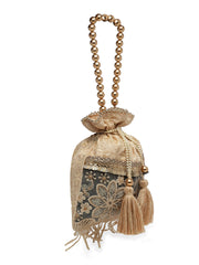 Droop Embroidered Faux Silk Potli