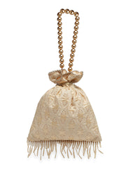 Droop Embroidered Faux Silk Potli