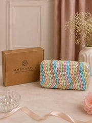 Adorn Wave Embellished Clutch with signature gift box | Rakhi Gift for Sister
