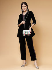 Adorn Quirky Embellished Corduroy Clutch