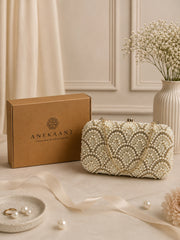 Adorn Pearl Embellished Clutch with signature gift box | Birthday Gift for Women