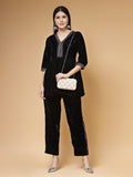 Adorn Pearl Embellished Corduroy Clutch