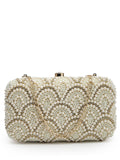 Adorn Pearl Embellished Corduroy Clutch