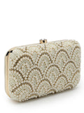 Adorn Pearl Embellished Corduroy Clutch