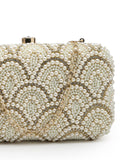 Adorn Pearl Embellished Corduroy Clutch