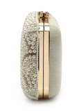 Adorn Pearl Embellished Corduroy Clutch