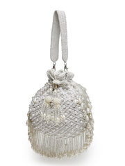Droop Pearl Embellished Velvet Potli