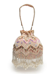 Droop Chevron Embellished Velvet Potli