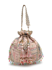 Dangle Abstract Embroidered Georgette Potli