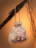 Anekaant Dangle Baby Pink & Multi Abstract Embroidered Georgette Potli