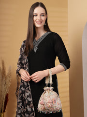 Dangle Abstract Embroidered Georgette Potli