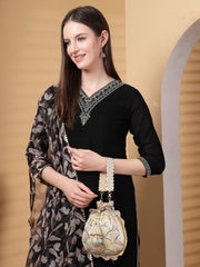 Dangle Scale Embroidered Georgette Potli