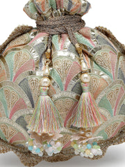 Dangle Scale Embroidered Georgette Potli